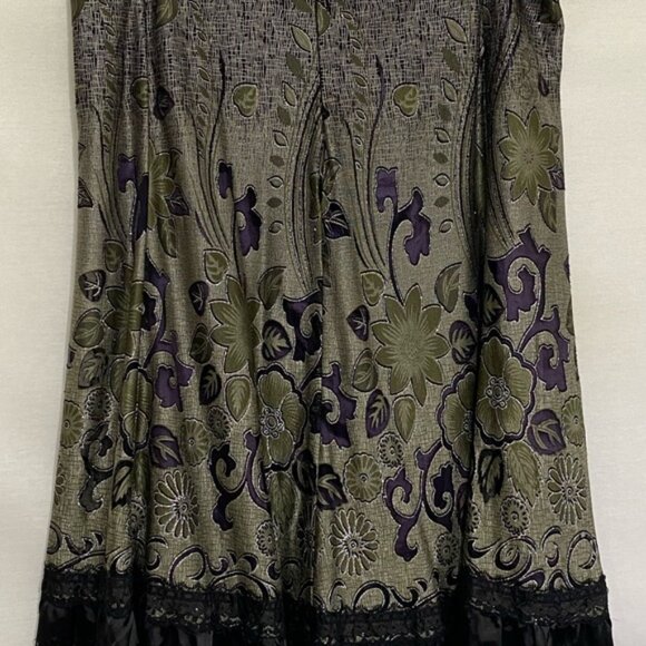 W-76 SOLD To Polly Zashi Gray Purple & Green Lace Trim  Maxi Skirt Size XL - Picture 8 of 14